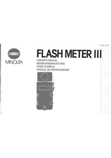 Minolta Flashmeter 3 manual. Camera Instructions.